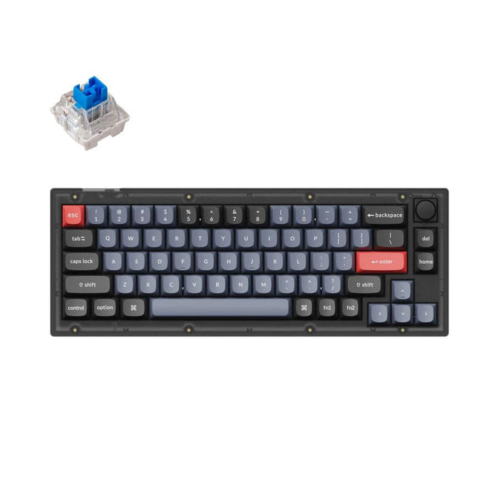 Keychron - V2 65% 透明黑 有線 QMK/VIA RGB Mac/Win 熱插拔(含旋鈕) 機械鍵盤 - Fin Shop Taiwan