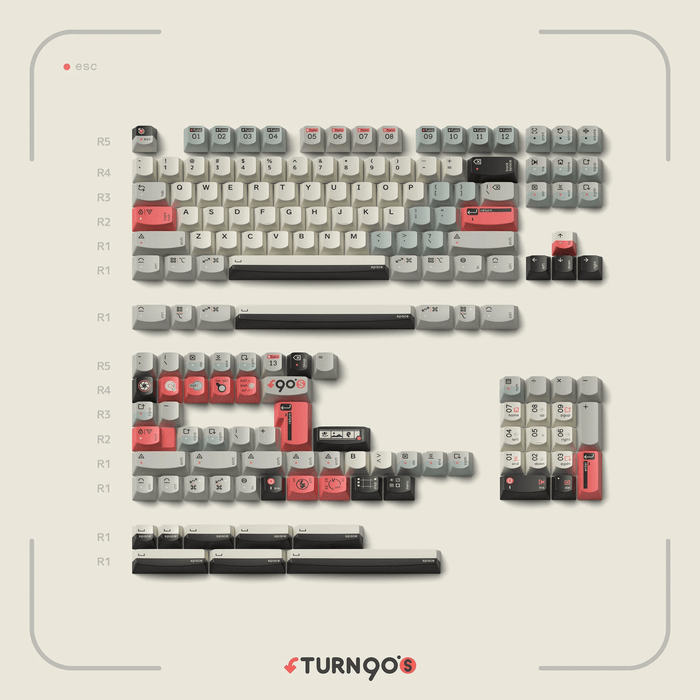 KeyTok - 微笑 Smile Turn To 90's 五面熱昇華 PBT 鍵帽組 Cherry原廠高 163鍵 (含1個樹脂鍵帽) - Fin Shop Taiwan