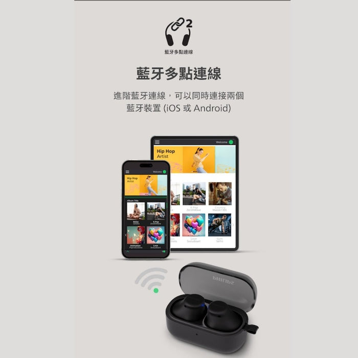 PHILIPS - 睡眠舒適型AI通話降噪藍牙耳機 - TAT2149 - Fin Shop Taiwan