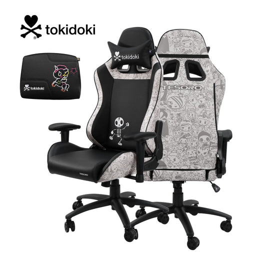 【全新升級】Tokidoki聯名款電競椅 - 街頭黑白 附Tokidoki腰枕升級版 (熱銷預購中，預計七月初陸續出貨) - Fin Shop