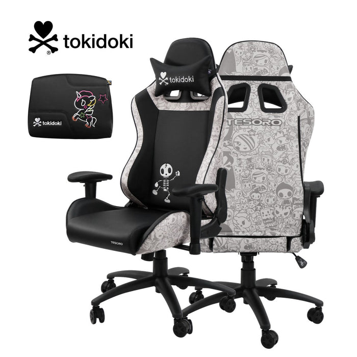 【全新升級】Tokidoki聯名款電競椅 - 街頭黑白 附Tokidoki腰枕升級版 (熱銷預購中，預計七月初陸續出貨) - Fin Shop